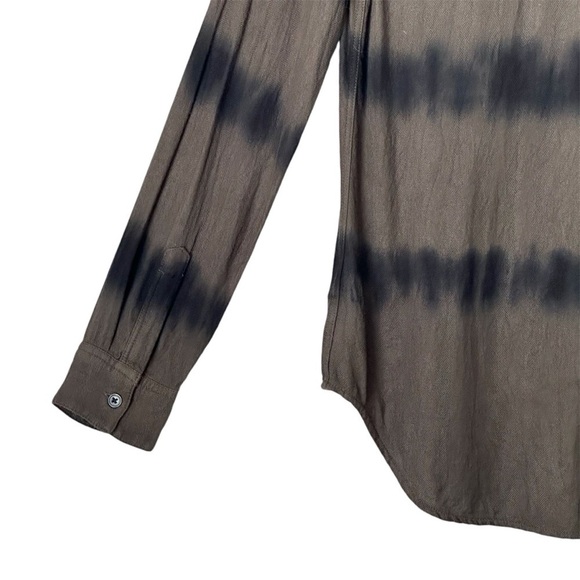 Rails Hunter Tie Dye Herringbone Button Down Shirt in Olive Black Waves size XS - Picture 15 of 16
